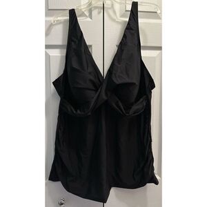 Aqua Eve Black Twist Tankini Swimsuit Top Size 24W NEW